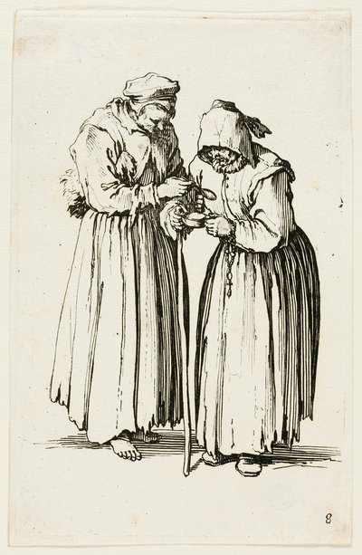 Dwie żebraczki, płyta ósma z The Beggars autorstwa Jacques Callot