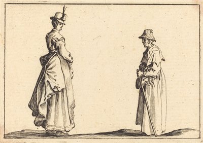 Dwie kobiety w profilu, c. 1617. autorstwa Jacques Callot