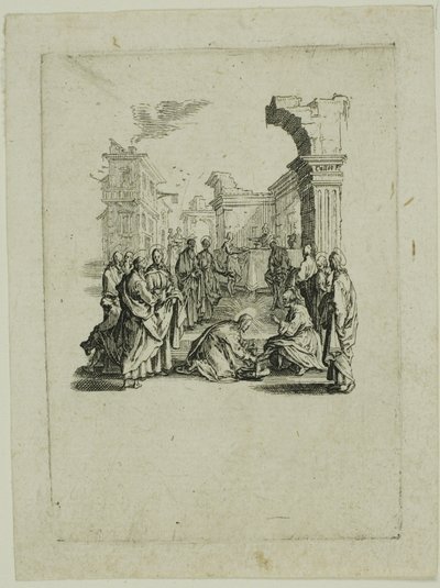 Umycie nóg, z Małej Pasji autorstwa Jacques Callot
