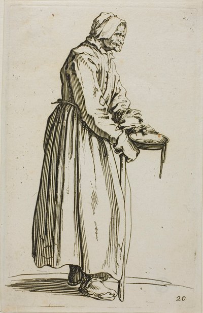 Żebraczka trzymająca jałmużnę, płyta 20 z The Beggars autorstwa Jacques Callot