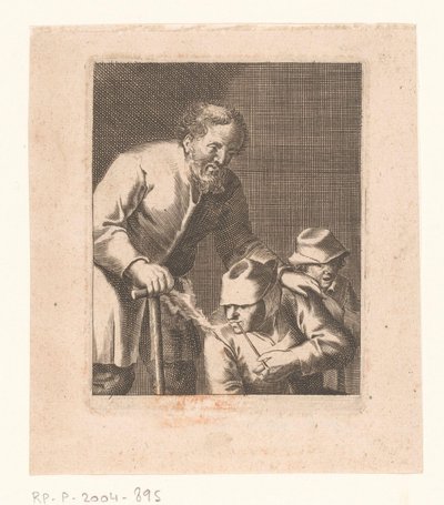 Figurka z fajką siedzącą między mężczyzną a dzieckiem autorstwa Jacques Dassonville (attributed to)
