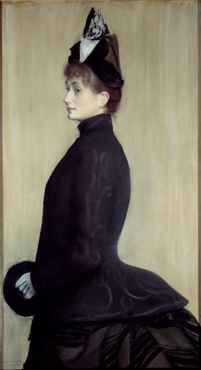 Portret Madame Wallet Pastelowy obraz Jacques Emile (Jacques-Emile) Blanche (1861-1942) 1887 Nd. 1,3x0,65 m Paryż, musee d