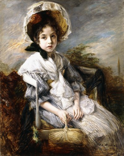 Portret młodej dziewczyny siedzącej w krajobrazie, autorstwa Jacques Emile Blanche