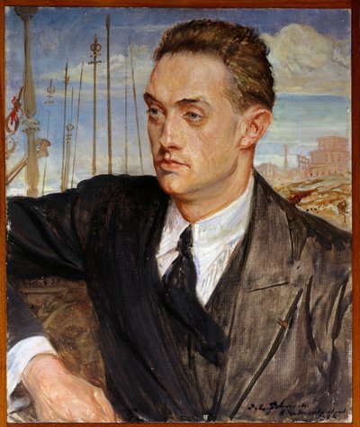 Portret francuskiego pisarza Henri de Montherlanta (1896-1972) Obraz Jacques Emile (Jacques-Emile) Blanche (1861-1942) 1924 Nd. 0,54x0,45 m Rouen, musee des Beaux Arts autorstwa Jacques Emile Blanche