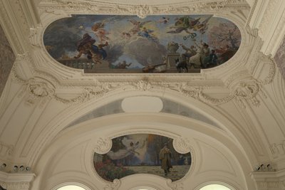 Dekoracja pawilonu Nord du Petit Palais - Le triomphe de Paris (sufit) - Paryż, stolica intelektualna (Demi-coupole), między 1913 a 1919 (olej) autorstwa Jacques Fernand Humbert
