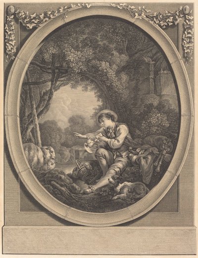 Wyjazd kuriera autorstwa Jacques Firmin Beauvarlet after François Boucher