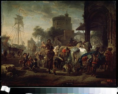 Targi koni (Targi koni). Obraz Jacques-Francois (Jacques Francois) Joseph Swebach (1769-1823). Olej na płótnie, 24 x 42 cm autorstwa Jacques Francois Joseph Swebach