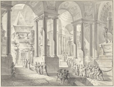 Pogrzeb w wymyślonym klasycystycznym wnętrzu autorstwa Jacques François Blondel