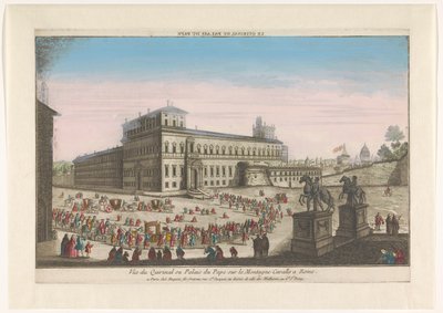 Widok na Palazzo del Quirinale w Rzymie Le Quirinal lub palais du pape (tytuł na obiekcie) autorstwa Jacques Gabriel Huquier