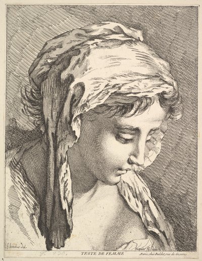 Głowa kobiety, połowa do końca XVIII wieku. autorstwa Jacques Gabriel Huquier