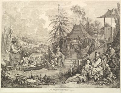 La pesche chinoise Chinese Fishing, z Chinoiseries, po 1743 r. autorstwa Jacques Gabriel Huquier