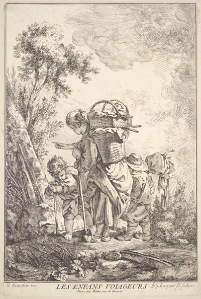 Podróżujące dzieci, połowa do końca XVIII wieku. autorstwa Jacques Gabriel Huquier