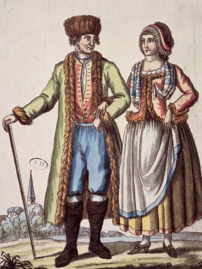 Para z Pragi, rycina Jacques Grasset de Saint - Sauveur (1757 - 1810) autorstwa Jacques Grasset de Saint-Sauveur