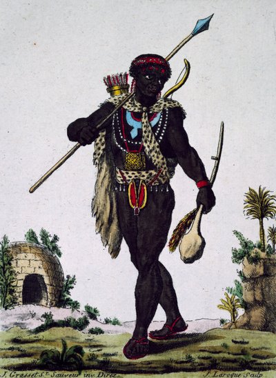 Człowiek z plemienia Namaquas, Afryka, rycina z Encyklopedii podróży autorstwa Jacques Grasset de Saint-Sauveur