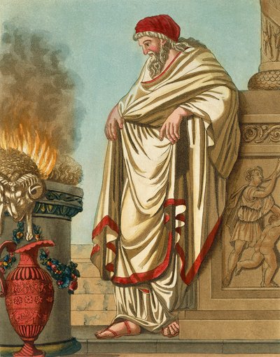 Wielki Papież, Jacques Grasset de Saint-Sauveur (1757-1810), rycina ze starożytnego Rzymu, czyli historyczny i obrazowy opis wszystkiego, co dotyczyło ludu rzymskiego, jego wojska, obyczajów, życia religijnego i publicznego autorstwa Jacques Grasset de Saint-Sauveur