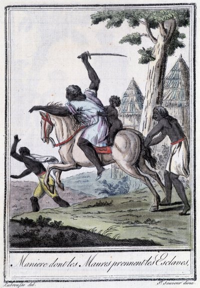 Zarządzaj, czyj Moures bierze niewolników - w „” Encyclopédie des voyages”” Grasset Saint Sauveur, wyd. Paryż 1796 autorstwa Jacques Grasset de Saint Sauveur