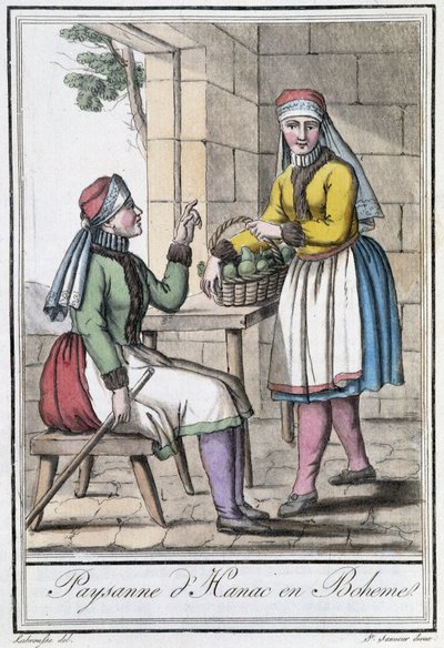 Chłopka z Hanac, w Czechach (Czechosłowacja) - w „Encyklopedii podróży” Grasset St Sauveur, Paryż autorstwa Jacques Grasset de Saint Sauveur