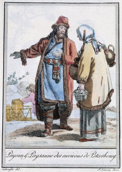 Chłop i Chłop z Petersburga - w „Encyklopedii podróży” Grasset St Sauveur, wyd. 1796 autorstwa Jacques Grasset de Saint Sauveur