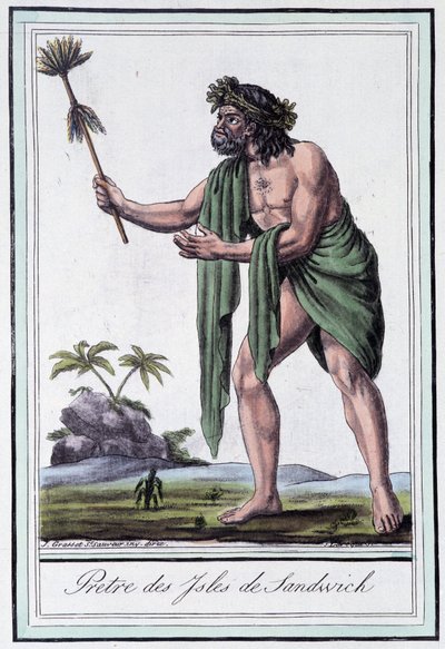 Priest of the Sandwich Islands - w „Encyklopedii podróży” Grasset Saint Sauveur, wyd. Paryż 1796 autorstwa Jacques Grasset de Saint Sauveur