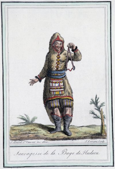Sauvagesse of Hudson Bay (Kanada) - w „”Encyklopedii podróży”” Grasset St Sauveur, wyd. 1796 autorstwa Jacques Grasset de Saint Sauveur