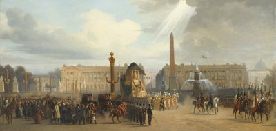 Powóz pogrzebowy Napoleona przejeżdża przez Place de la Concorde, 15 grudnia 1840, 1844 autorstwa Jacques Guiaud