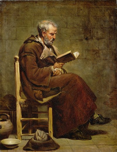 Siedzący staruszek czytający przed 1797 r. autorstwa Jacques Henri Sablet