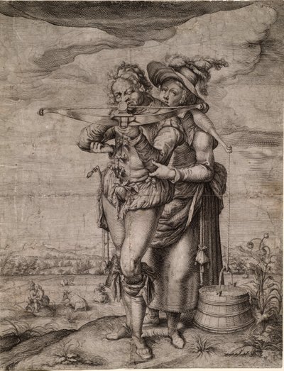 Kusznik i Mleczarka - Kusznik i Mleczarka - Gheyn, Jacques de Młodszy (Jacob De Gheyn II, dit le Jeune) (1565-1629) 1610 - Miedzioryt - 39,3x30 - Kolekcja prywatna autorstwa Jacques II de Gheyn