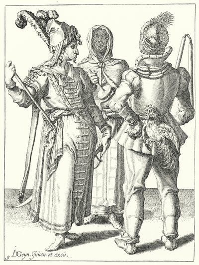 Maskarada (grawerowanie) autorstwa Jacques II de Gheyn
