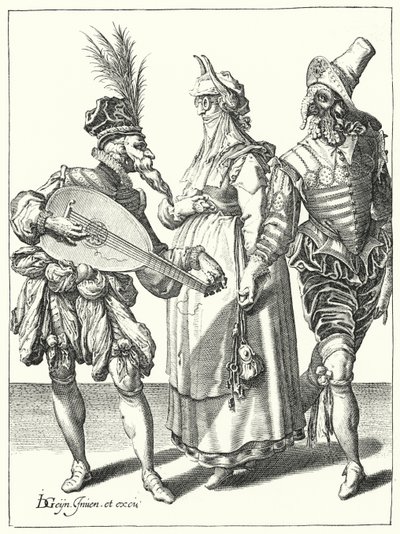 Maskarada (grawerowanie) autorstwa Jacques II de Gheyn