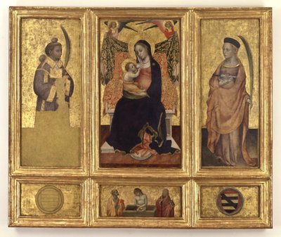 Madonna z Dzieciątkiem ze świętymi Szczepanem i Łucją; Chrystus w grobie i święci Piotr i Paweł, ok.1425 autorstwa Jacques Iverny