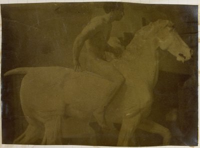 Studium nagiego modela, siedzącego na gipsowym koniu, w pracowni Jacques de Lalaing, możliwe wstępne studium portretu konnego, Muzeum Sztuk Pięknych w Gandawie autorstwa Jacques Lalaing (attributed to)