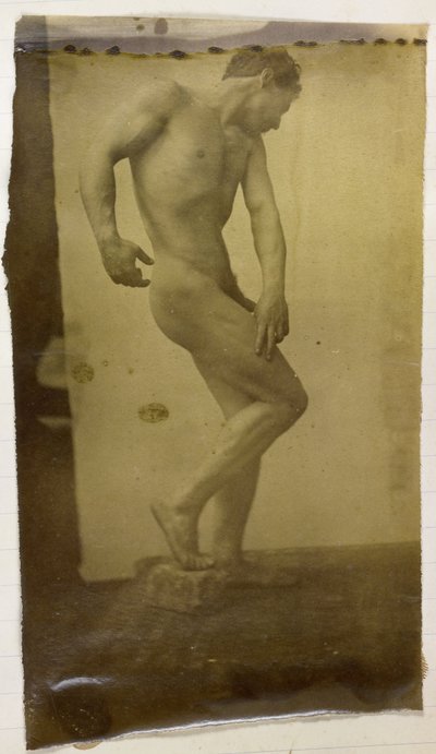 Studium męskiego nagiego modela, stojącego i widzianego z boku, w pracowni Jacques de Lalaing autorstwa Jacques Lalaing (attributed to)