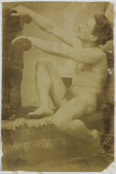 Studium nagiego modela, siedzącego i widzianego z boku, w pracowni Jacques de Lalaing autorstwa Jacques Lalaing (attributed to)