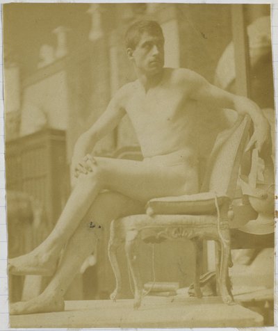 Studium nagiego modela, siedzącego na fotelu i widzianego od tyłu, w pracowni Jacques de Lalaing autorstwa Jacques Lalaing (attributed to)