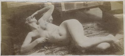 Studium nagiej modelki leżącej na skórze tygrysa w pracowni Jacques de Lalaing autorstwa Jacques Lalaing (attributed to)