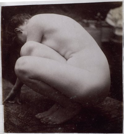 Studium nagiej modelki widzianej z boku w pracowni Jacques de Lalaing, wstępne studium dla elementu fontanny w Musee des Beaux arts, Tournai oraz dla okrągłej fontanny autorstwa Jacques Lalaing (attributed to)