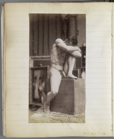 Studium siedzącego męskiego nagiego modela w studiu Jacquesa de Lalaing autorstwa Jacques Lalaing (attributed to)