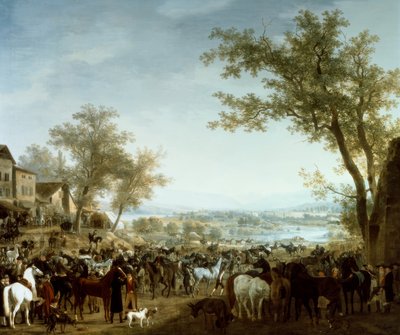 Targ koni w Gaillard autorstwa Jacques Laurent Agasse