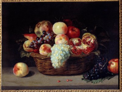 Kosz granatów, brzoskwiń i winogron Obraz Jacquesa Linarda (1600-1645) XVII w. Ndz. 0,46x0,61 m² autorstwa Jacques Linard