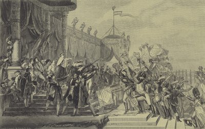 Napoleon rozprowadza standardy orła do armii francuskiej, 5 grudnia 1804 (grawerowanie) autorstwa Jacques Louis (after) David