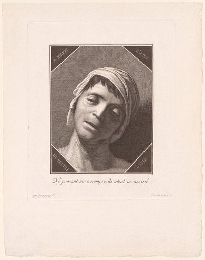 Marat w chwili swojej śmierci autorstwa Jacques Louis Copia