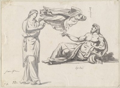 Bóg rzeki i dwie klasyczne rzeźby autorstwa Jacques Louis David