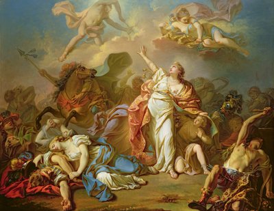 Apollo i Diana atakują dzieci Niobe autorstwa Jacques Louis David