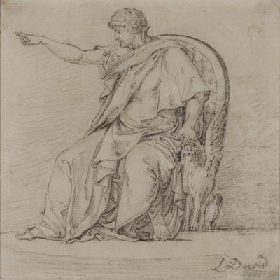 Draped Figure, koniec XVIII wieku (ołówek na papierze) autorstwa Jacques Louis David