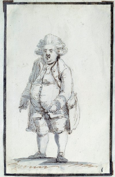 Rewolucja Francuska: „”Karykatura de Mirabeau-Tonneau”” Andre Boniface Louis Riquetti (1754-1792), wicehrabia de Mirabeau, znany jako „Mirabeau-Tonneau” (Mirabeau Tonneau) został nazwany beczką ze względu na jej tuszę. Rysunek brązowym tuszem autorstwa Jac autorstwa Jacques Louis David