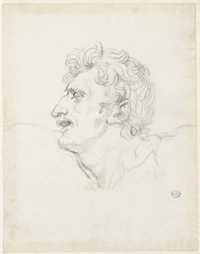 Głowa mężczyzny, lewy profil autorstwa Jacques Louis David