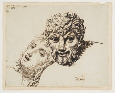 Głowy fauna i leżącej kobiety autorstwa Jacques Louis David
