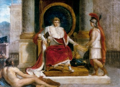 Napoleon I Bonaparte, cesarz francuski (1769-1821) wprowadził w Rzymie w 1806 r. Kodeks Praw (obraz) autorstwa Jacques Louis David