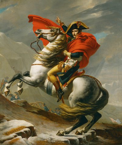 Napoleon przekraczający Przełęcz Świętego Bernharda, jedna z pięciu wersji... (olej na płótnie) autorstwa Jacques Louis David