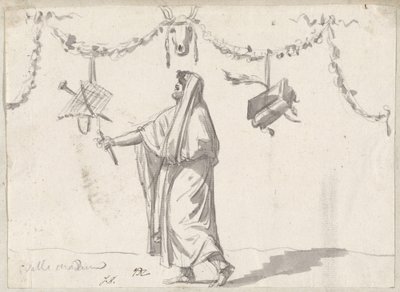 Ozdoba z brodatym mężczyzną w starożytnym stroju autorstwa Jacques Louis David
